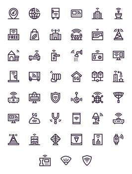 45 retina Listo íconos para Wifi en píxel alineado negrita línea formato vector