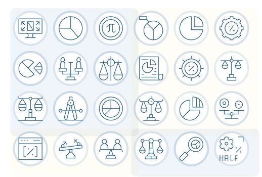 24 Thin Line Grid Fitted Icons tailored for Proportion 256x256 interface vector