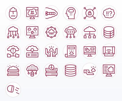 nube informática icono conjunto con 25 regular línea 256x256 monitor Perfecto gráficos vector