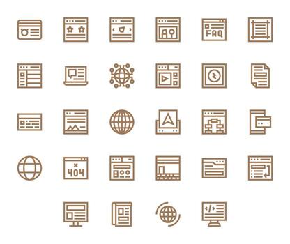 Webpage Display Perfect Set with 28 256x256 Bold Line Icons vector