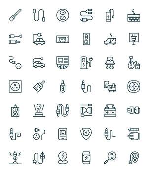 Plug Design Icons featuring 42 Editable Regular Line Style vector