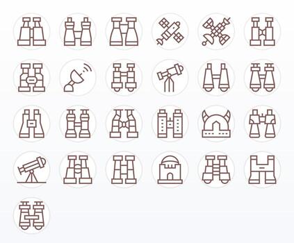 Telescope Icon Toolkit featuring 25 Display Perfect 256x256 Regular Line elements vector