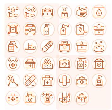 Antiseptic Icon Toolkit featuring 35 Pixel Optimized Retina Ready Regular Line elements vector