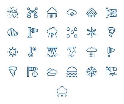 25 Regular Line Pixel Aligned High Resolution Icons from Meteorological Suite vector