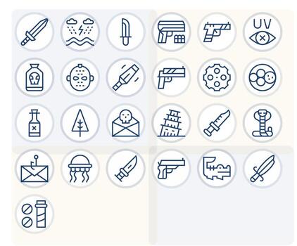 peligroso diseño íconos presentando 25 píxel optimizado regular línea estilo vector