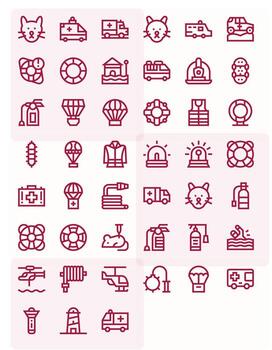 45 negrita línea íconos diseñado para rescate en 64 x 64 píxel alineado formato vector