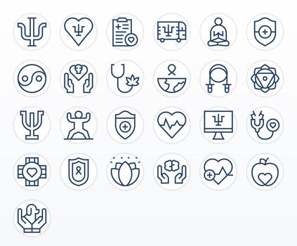 Wellbeing featuring 25 High Resolution Icons in Regular Line Design vector