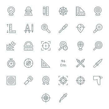 preciso escalable conjunto presentando 32 cuadrícula equipado Delgado línea alto resolución íconos vector