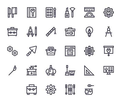 28 Icons for Tools featuring 128x128 Editable Bold Line Graphics vector