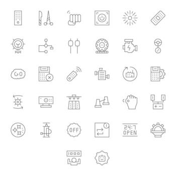 Operation Icon Arsenal with 32 High Resolution Thin Line Pixel Aligned designs vector