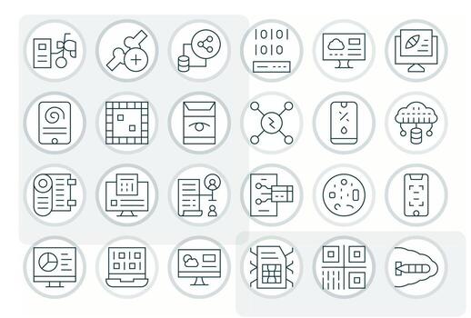 24 PIXEL Perfect Thin Line Icons from Digital Data Collection vector