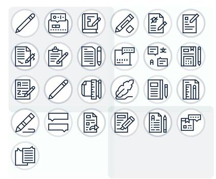 Regular Line Grid Fitted Icons from Annotation Set with 25 64x64 Icons vector