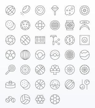 40 Delgado línea cuadrícula equipado íconos para redondo gráficos vector