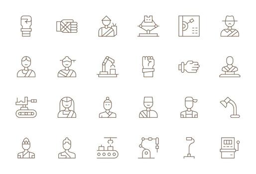 24 256x256 Icons for Arm in Grid Fitted Thin Line Format vector