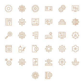 32 Icons inspired by Parameters in PIXEL Perfect 64x64 Thin Line quality vector