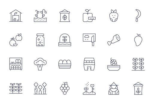 24 Thin Line Icons designed for Produce in High Resolution Pixel Aligned format vector