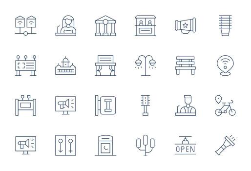 24 Icons for Public optimized in PIXEL Perfect 256x256 Thin Line resolution vector