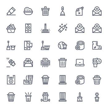 36 Icons for Trash optimized in Grid Fitted 128x128 Bold Line resolution vector