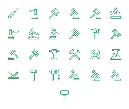 25 Regular Line PIXEL Perfect Icons tailored for Hammer 256x256 interface vector