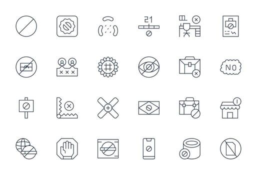 24 Pixel Optimized Thin Line Icons from No Access Collection vector