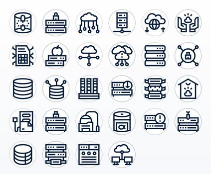 28 negrita línea íconos para datos centrar en crujiente 256x256 editable resolución vector