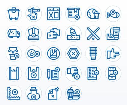 28 Bold Line Icons for Refuse in crisp 256x256 Editable resolution vector