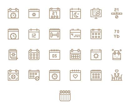 25 Regular Line Icons from Date in 128x128 Pixel Optimized Quality vector