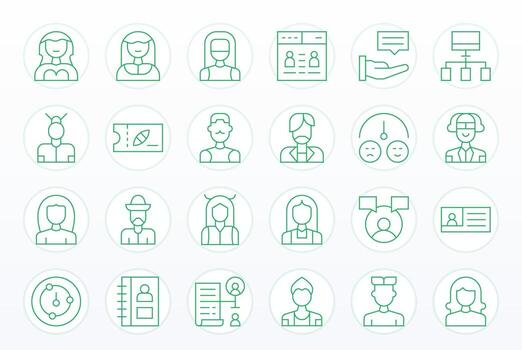 Client Icon Library with 24 Thin Line High Resolution PIXEL Perfect Designs vector