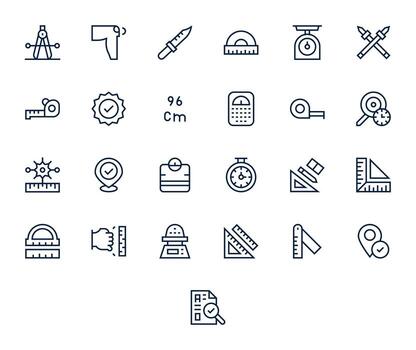 Accurate Professional Set with 25 Regular Line Pixel Optimized 64x64 Icons vector