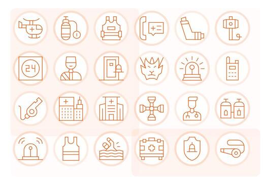 24 Delgado línea píxel optimizado íconos para emergencia gráficos vector