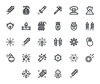 28 Display Perfect High Resolution Icons for Explosion in elegant Bold Line design vector