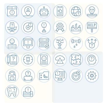 Problem Icon Toolkit featuring 32 Editable 256x256 Thin Line elements vector