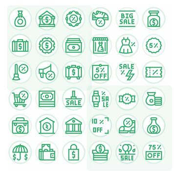 36 High Resolution Pixel Optimized Icons for Savings in Bold Line Theme vector