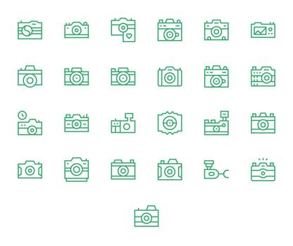 Snapshot Icon Repository containing 25 Regular Line 256x256 Pixel Aligned graphics vector