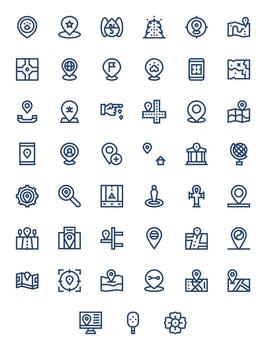 45 Icons inspired by Coordinates in Display Perfect High Resolution Bold Line quality vector