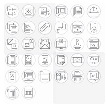 archivo administración icono repositorio conteniendo 32 Delgado línea retina Listo monitor Perfecto gráficos vector