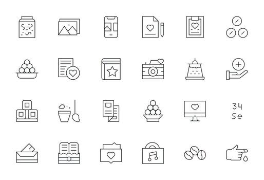 24 Thin Line Pixel Optimized High Resolution Icons from Collection Suite vector