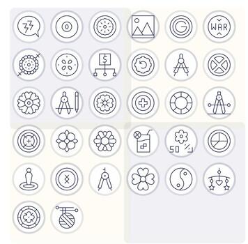 Circle Design Icons featuring 32 Display Perfect Thin Line Style vector