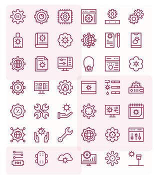 configuración 256x256 icono paquete con 42 regular línea monitor Perfecto elementos vector