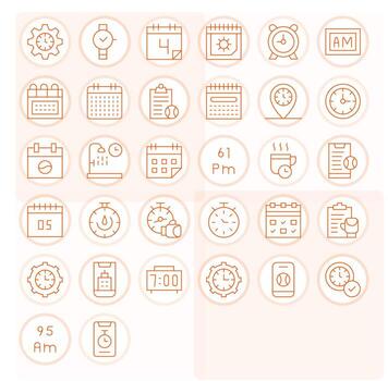 calendario digital paquete conteniendo 32 píxel optimizado Delgado línea 256x256 íconos vector