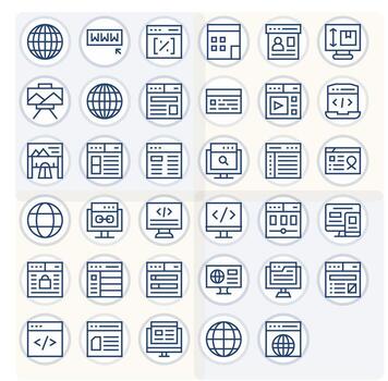 35 Pixel Aligned Regular Line Icons from Web Page Collection vector