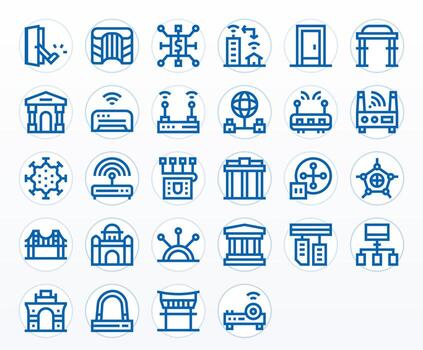 28 High Resolution Icons for Gateway in Editable Bold Line Format vector