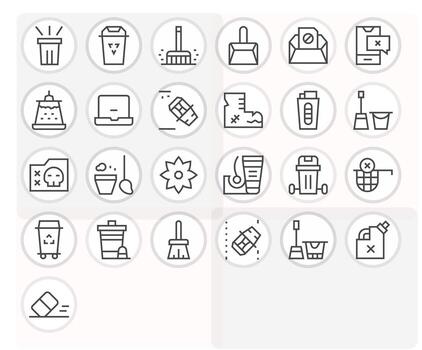 Trash Scalable Set featuring 25 Pixel Optimized Regular Line High Resolution Icons vector