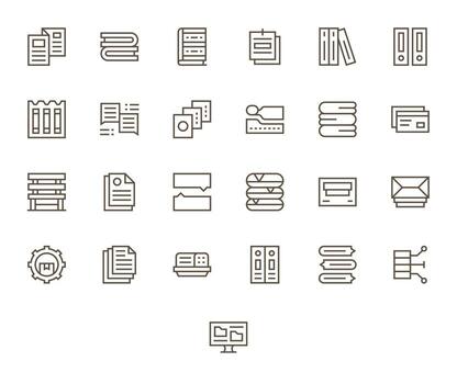 carpetas icono repositorio conteniendo 25 regular línea 64 x 64 editable gráficos vector