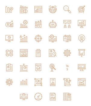 Metrics Modern Collection with 40 Thin Line 256x256 Display Perfect Icons vector