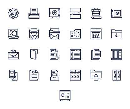 25 regular línea íconos para archivo en crujiente 128x128 editable resolución vector