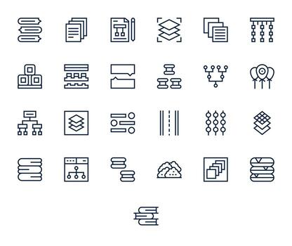 25 Regular Line Icons from Grouping in 256x256 Pixel Aligned Quality vector