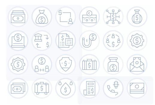 24 Pixel Optimized Thin Line Icons designed for Dollars Interface vector