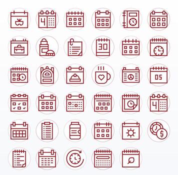 Daily High Resolution Icon Pack with 35 Regular Line Display Perfect Elements vector