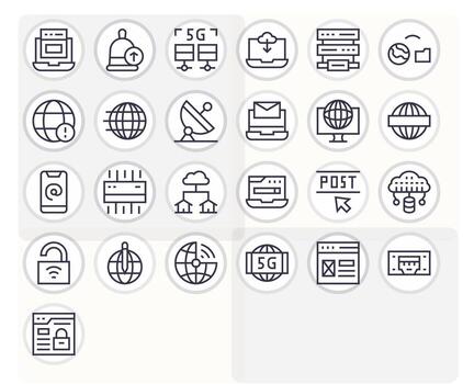Regular Line PIXEL Perfect Icons from Internet Set with 25 64x64 Icons vector